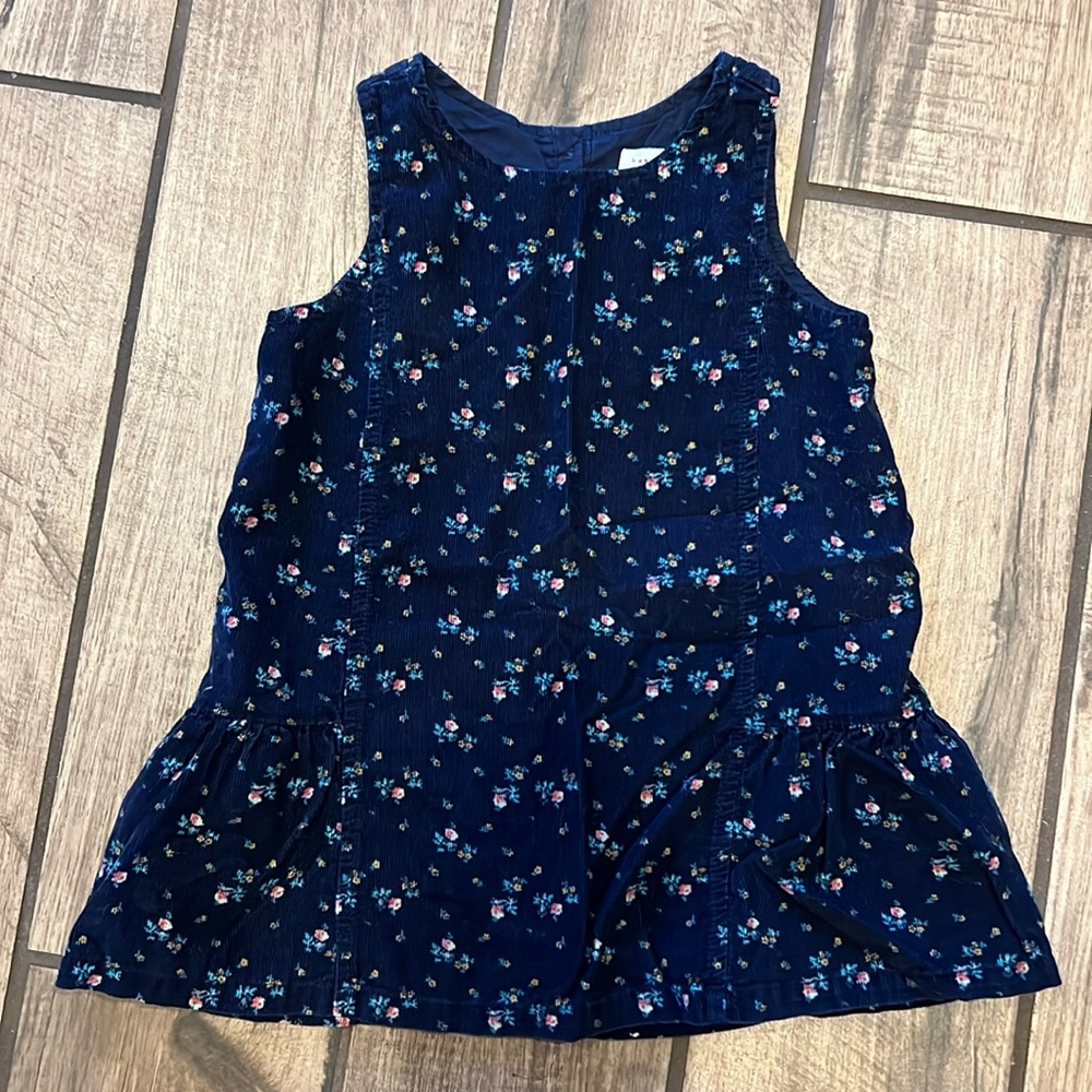 Baby Gap floral corduroy dress with pucker sides.